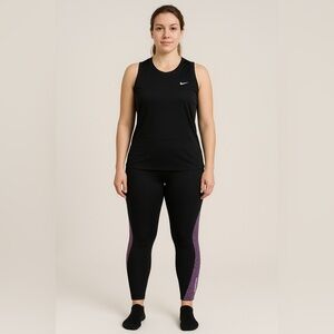 Nike woman 2 two piece outfit crop run leggings teak tank sz medium